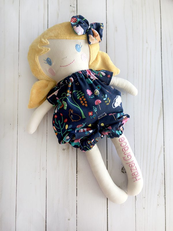 First doll baby bonnet handmade Fabric doll personalized Rag doll girl Soft doll for baby Textile doll Heirloom doll
