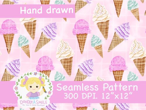 Pastel Ice Cream Cones Seamless File