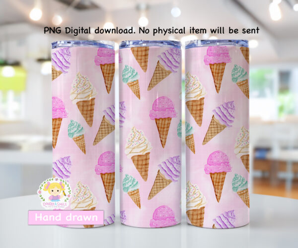Pastel Ice Cream Cones Seamless File - Image 4