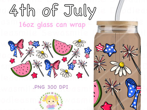 4th of July Glass Can Wrap PNG