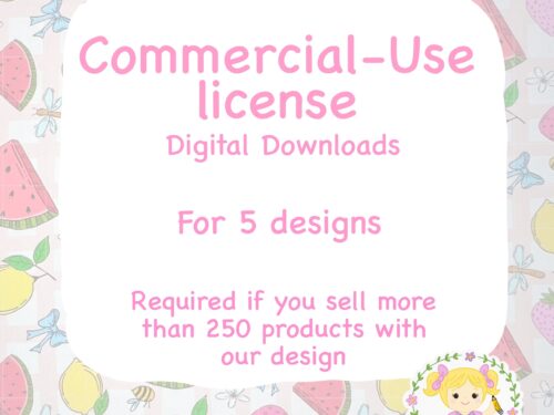 5 Commercial Licenses For Digital Downloads by Doodle A Smile- Required for PER EACH Digital DESIGN