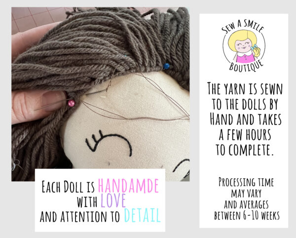 Handmade Rag Doll with yarn hair - Image 2