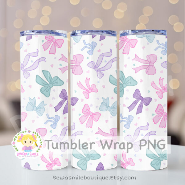 Coquette Bow- Pastels Tumbler Wrap PNG - Image 15