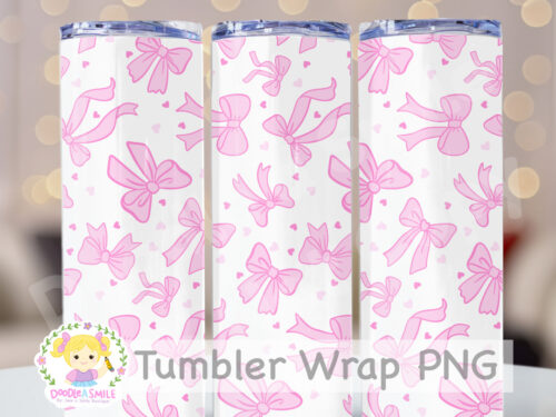 Coquette Bow- Pink Tumbler Wrap PNG