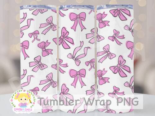 Coquette Bow- Messy Pink Tumbler Wrap PNG