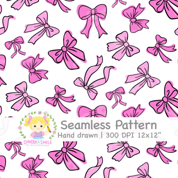 Coquette Bow- Messy PINK Seamless File - Image 2