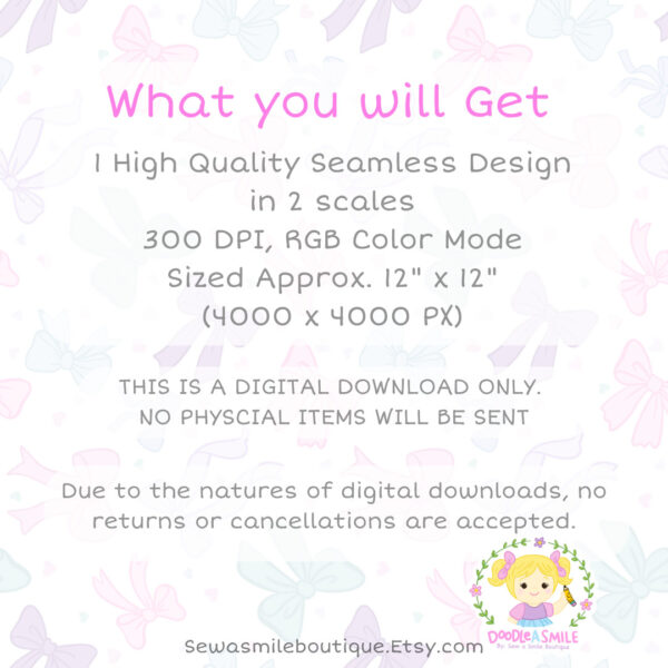 Coquette Bow- Pastels Seamless File - Image 5