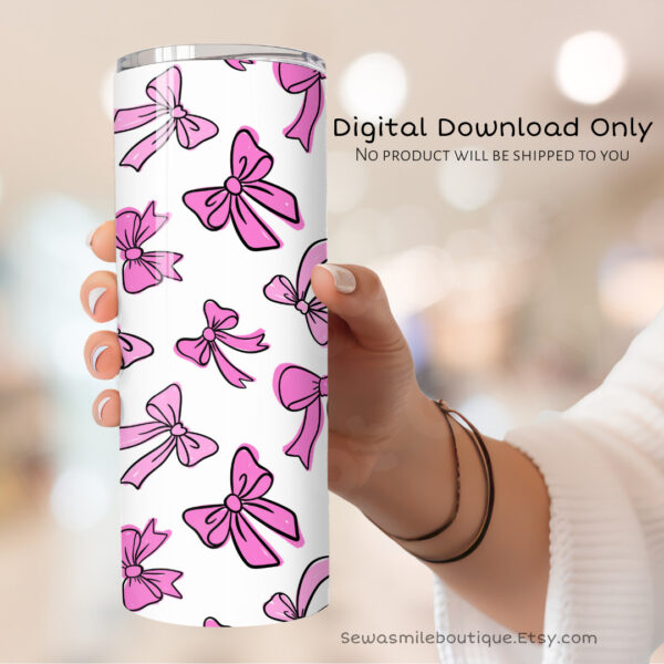 Coquette Bow- Messy Pink Tumbler Wrap PNG - Image 11