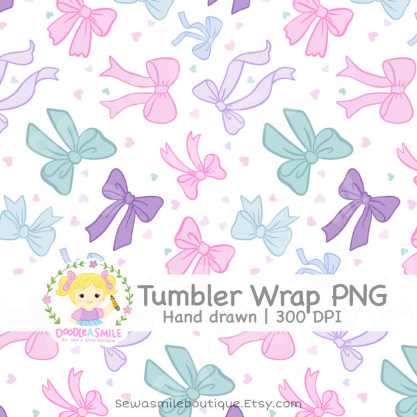 Coquette Bow- Pastels Tumbler Wrap PNG - Image 2