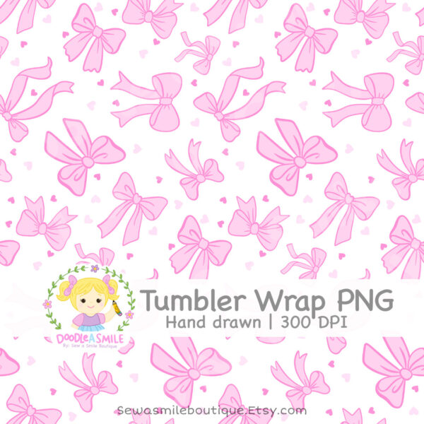 Coquette Bow- Pink Tumbler Wrap PNG - Image 2