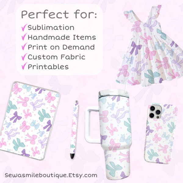 Coquette Bow- Pastels Seamless File - Image 2