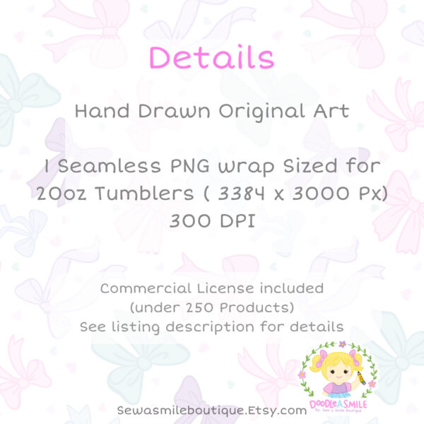 Coquette Bow- Pastels Tumbler Wrap PNG - Image 3