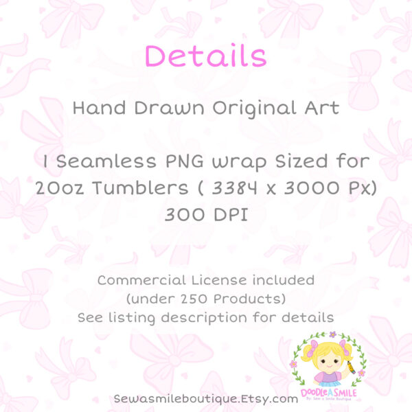 Coquette Bow- Pink Tumbler Wrap PNG - Image 3