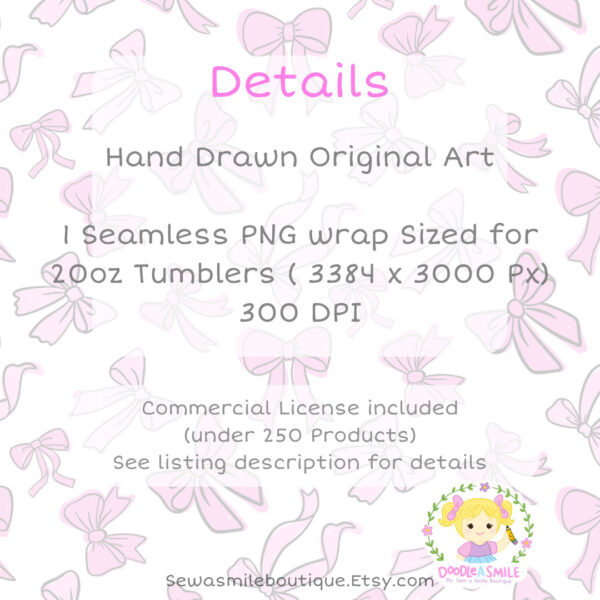 Coquette Bow- Messy Pink Tumbler Wrap PNG - Image 3