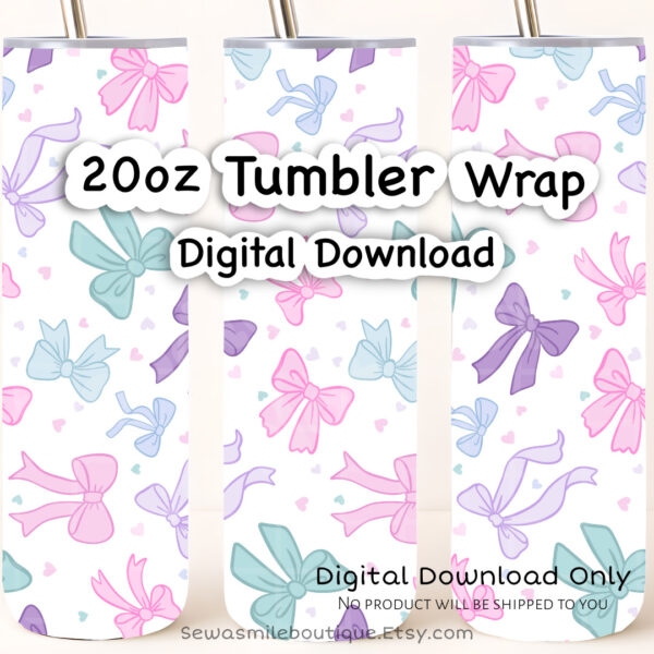 Coquette Bow- Pastels Tumbler Wrap PNG - Image 4