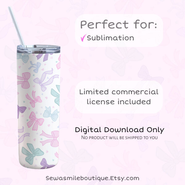 Coquette Bow- Pastels Tumbler Wrap PNG - Image 6