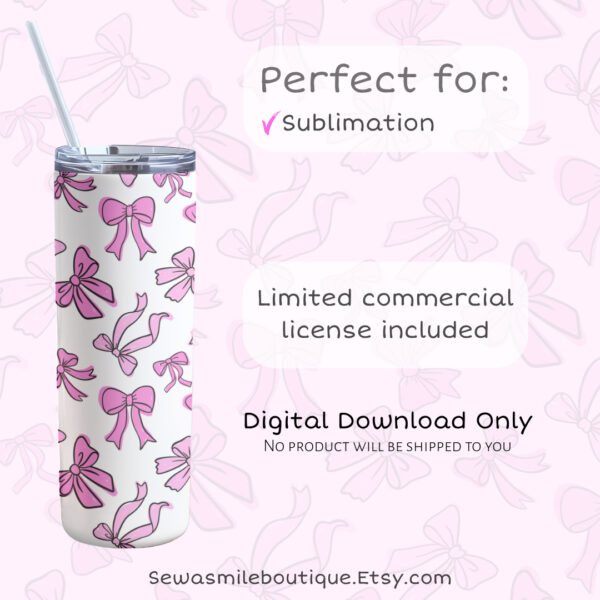 Coquette Bow- Messy Pink Tumbler Wrap PNG - Image 5