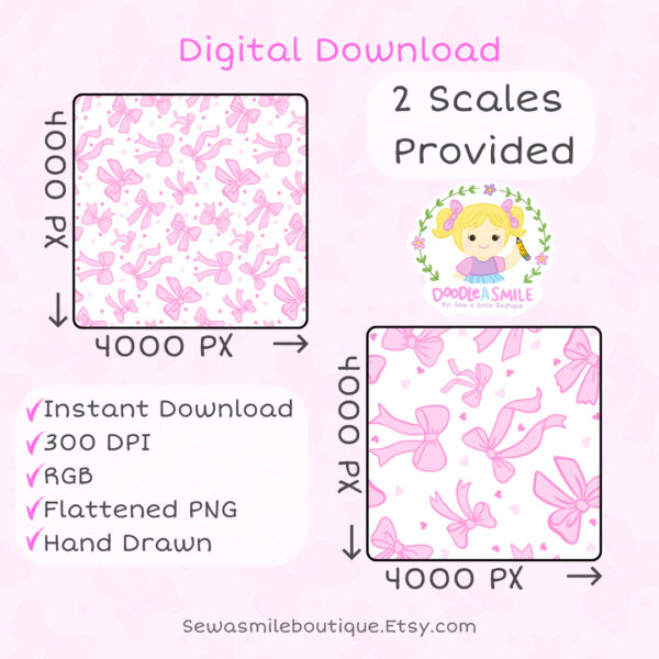 Coquette Bow- PINK Seamless File - Image 5