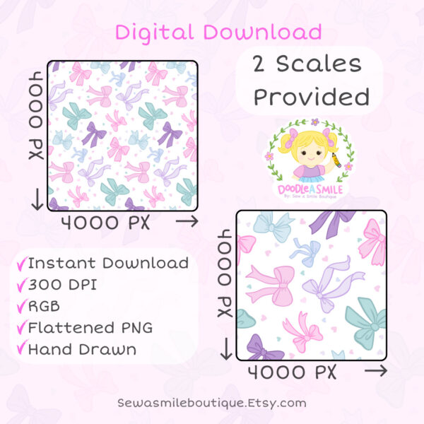 Coquette Bow- Pastels Seamless File - Image 4