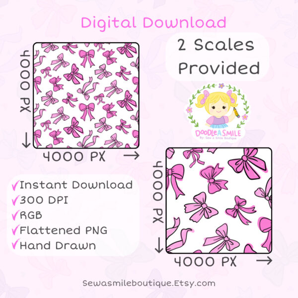 Coquette Bow- Messy PINK Seamless File - Image 5