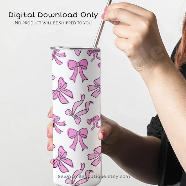 Coquette Bow- Messy Pink Tumbler Wrap PNG - Image 7