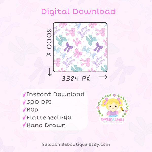 Coquette Bow- Pastels Tumbler Wrap PNG - Image 9
