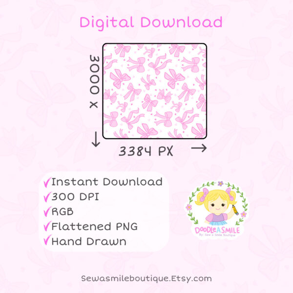 Coquette Bow- Pink Tumbler Wrap PNG - Image 9