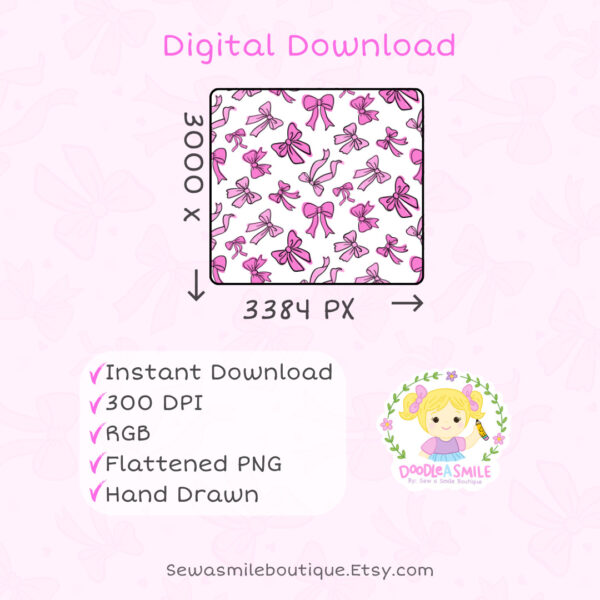 Coquette Bow- Messy Pink Tumbler Wrap PNG - Image 8
