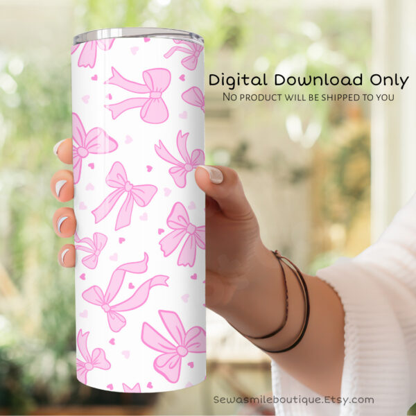Coquette Bow- Pink Tumbler Wrap PNG - Image 10