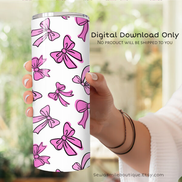 Coquette Bow- Messy Pink Tumbler Wrap PNG - Image 9