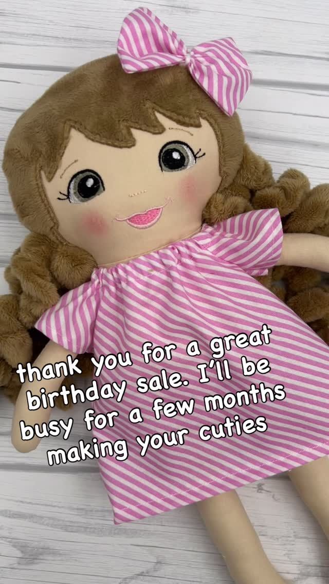 thank you for a great birthday sale. I’ll be busy for a few months making your cuties. 
#customdolls #personalizeddolls #dollswithbirthmarks #dollswithglasses