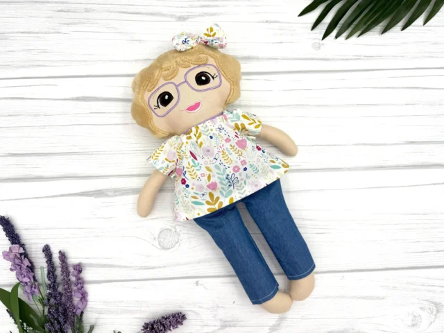 Another sweet doll headed out this past week. I think she turned out so cute. We customize her hairline to match closer to her actual hairline and it look so great. 
#PersonalizedDoll 🥰

 #Handmadegifts #handmaderagdoll #customdolls #utahmade #bespokedoll #handmadewithlove #shopsmallbusiness #momownedbusiness #stuffedtoys