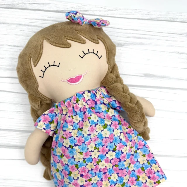 Spring is in the air. Isn't she so cute in her floral dress?  #customdoll 

 #girlmomlife #slowmotherhood #thatsdarlingmotherhood #momof4 #fabricdolls #celebrate_childhood #easterbasketgiftidea #handmadegiftsarebest #personalizedgifts #ooakdoll #mylittlegirl #dollmakersofinstagram